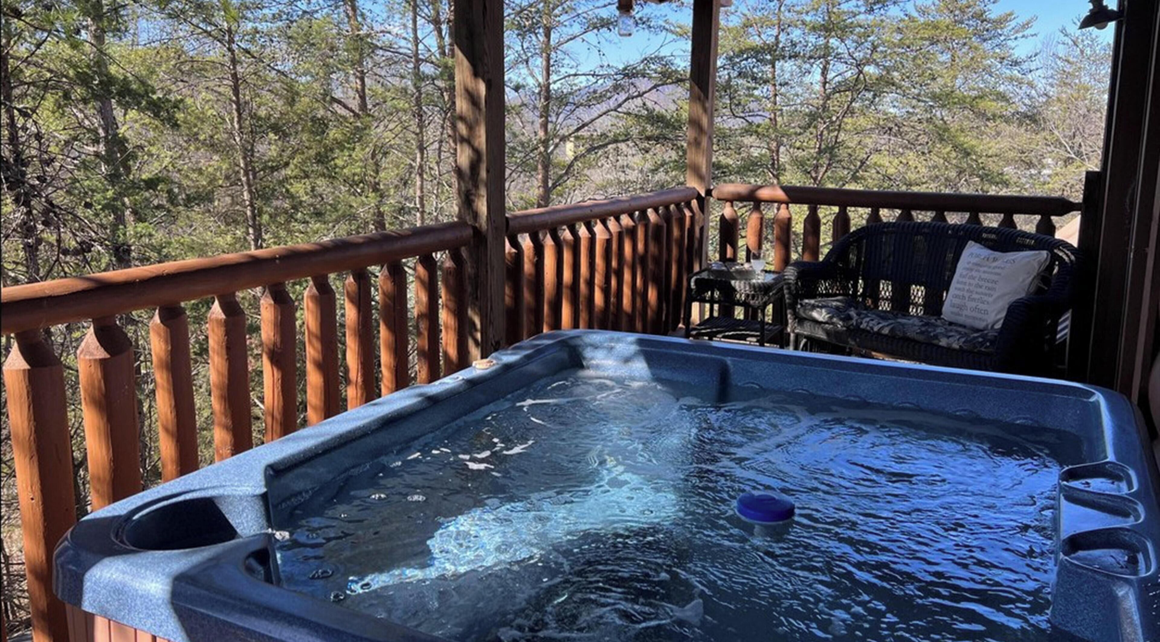 Cabin, 3 Bedrooms | Outdoor spa tub