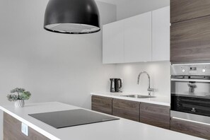 Fridge, microwave, stovetop, dishwasher - City centre premium apartment with free parking (Reykjavík)