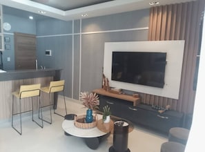 Leilighet, 1 soverom, røyk, terrasse | Innvendig