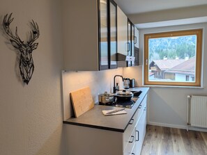 Réfrigérateur, micro-ondes, plaque de cuisson, lave-vaisselle