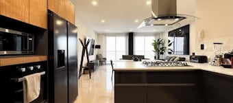 Cozy and modern apartment.
