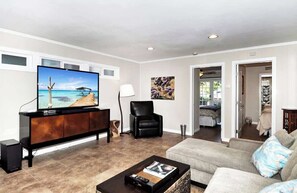 TV, offices - 313 E bay A & B | Balboa Cottage w/ Bay Views from Deck (Newport Beach)