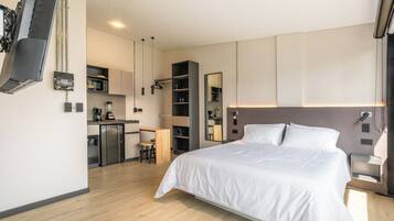 Desk, free WiFi, bed sheets