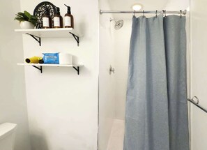 Shower, hair dryer, shampoo - 30 Ft Ceiling  | Church Loft | Balcony | King Bed (Philadelphia)