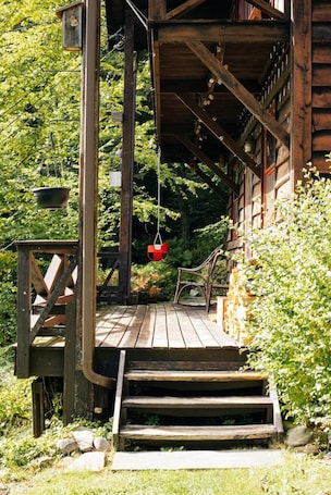 Terrace/patio. Mountainside Catskills Cabin | Hike - Fish - Relax