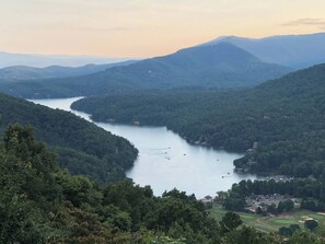 Aerial view - Lakefront Lake Lure Cabin: Private Dock, Paddleboards, Firepit Near Chimney Rock (Lake Lure)