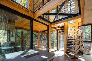 Dining - 360° Glass Treehouse in the Canopy - The Cūbus (Highlands)