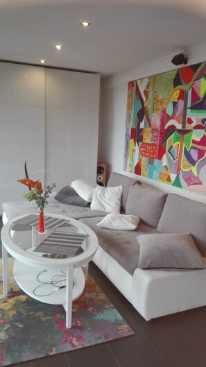 Living area - Bungalow with sea view, Altwarp, Stettiner Haff, dog allowed, 2 persons (Altwarp)