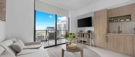 Appart'hÎtel, balcon, vue ville | Coin séjour