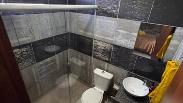 Shower, soap, shampoo, toilet paper