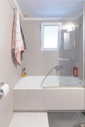 Hair dryer, towels, soap, toilet paper - Sunny high index Family 2 bedrms hole 2nd floor privacy apt  1800m  to Acropolis (Kesariani)