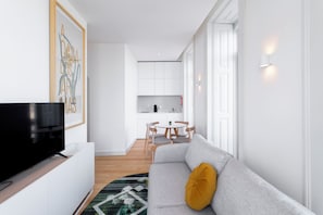 Deluxe appartement, uitzicht op stad | Woonruimte