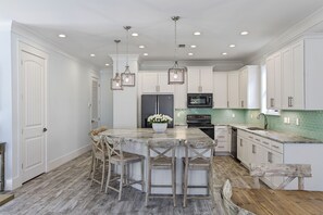 Fridge, microwave, oven, stovetop - Destiny Awaits | 6BR | Gulf View! Private Pool & Fire Pit! Free Golf Cart! (Destin)