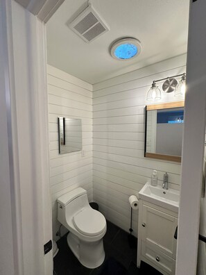 Ducha, secador de pelo, bidé y toallas