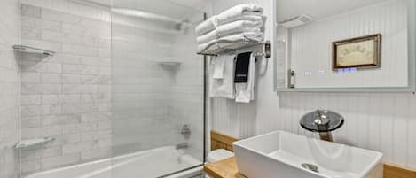 Hair dryer, towels