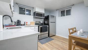 Fridge, microwave, dishwasher, coffee/tea maker