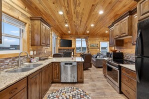 Fridge, microwave, oven, stovetop - Timberline Cottage | Boat Ramp, ADA Friendly, BBQ, Close2Yellowstone! (Island Park)