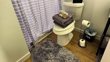 Haartrockner, Handtücher, Seife, Toilettenpapier