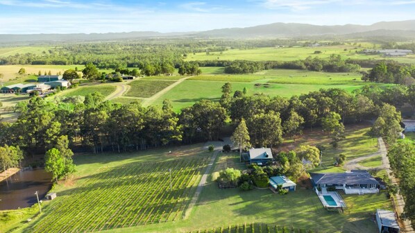 Aerial view - Palmers Lane Vineyard Cottage (Pokolbin)