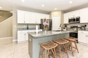 Fridge, microwave, oven, stovetop - Beachside Escape Walk 2 Beach, Game Rm, Parking/AC (Daytona Beach Shores)