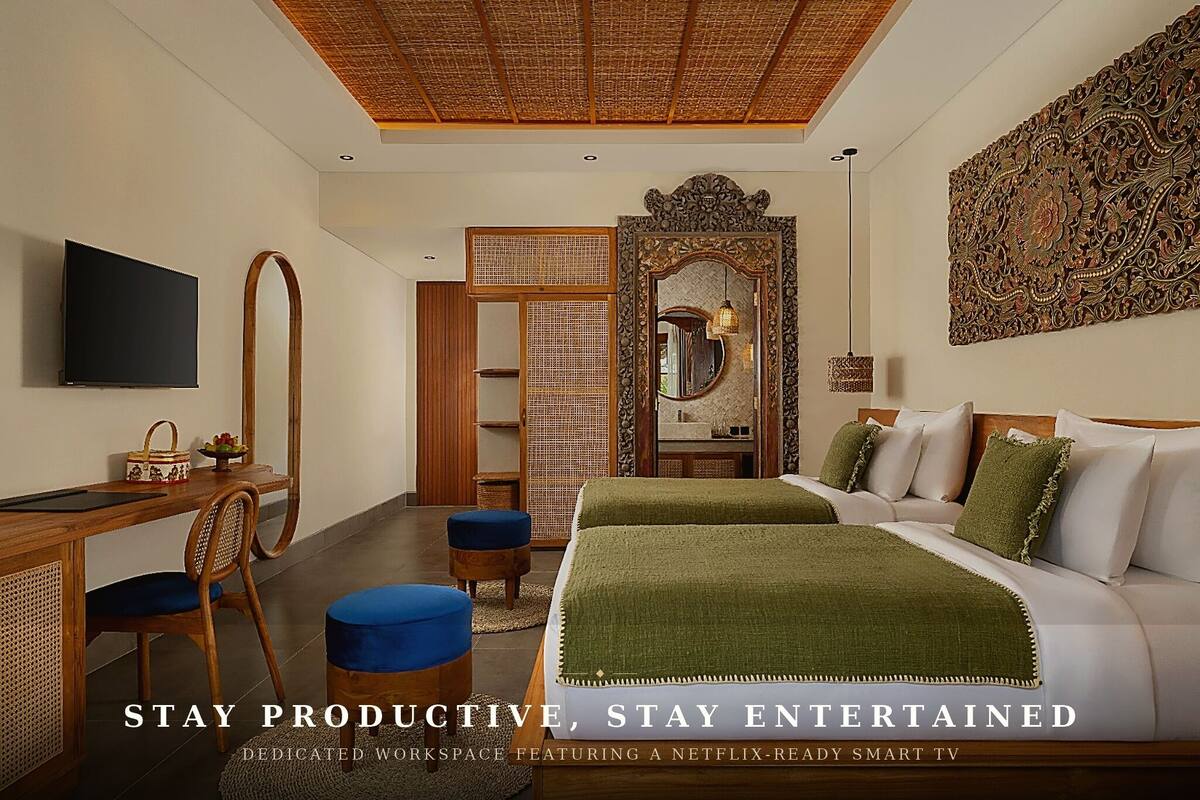 Double or Twin Room, Garden View | Premium bedding, minibar, in-room safe, desk