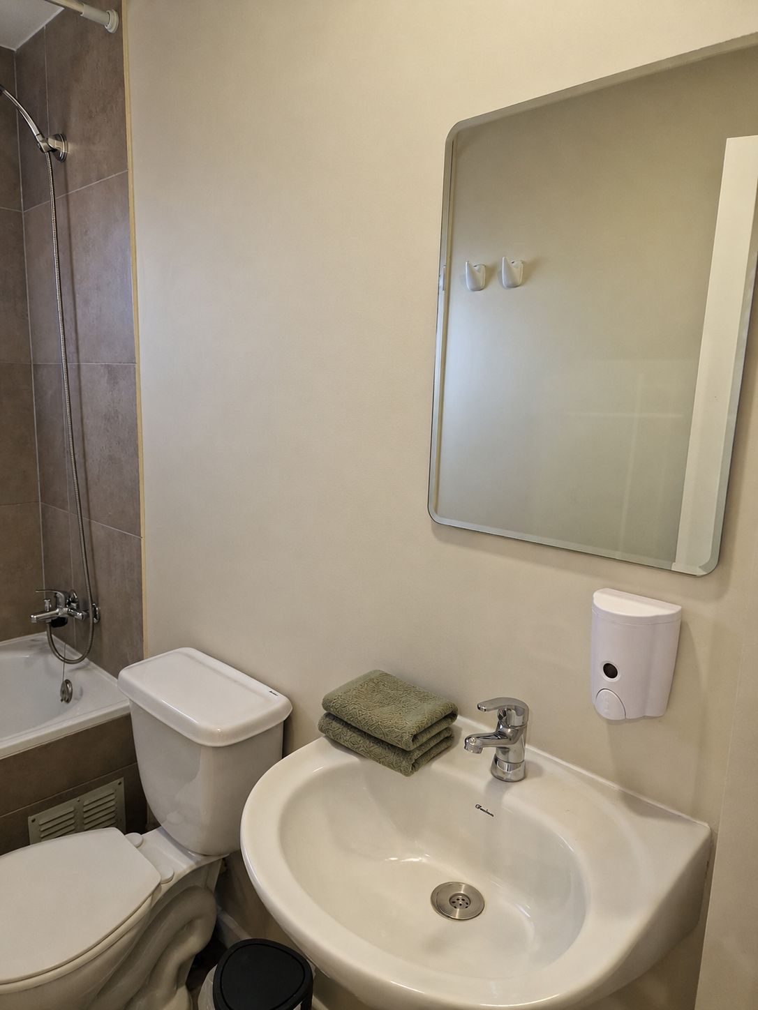 Un baño con inodoro, lavabo, espejo y bidé.