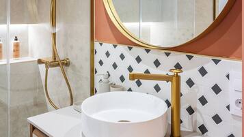 Apartment, City View | Bathroom | Shower, hair dryer, towels, soap