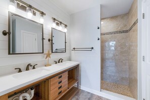 Hair dryer, towels - Ground-floor resort condo at Shores of Panama with direct walk-out access to the famous lagoon pool and just steps from the beach. Sleeps 8 with two king bedrooms, bunk room with trundle, and a private patio overlooking the tropical pool deck. (Panama City Beach)