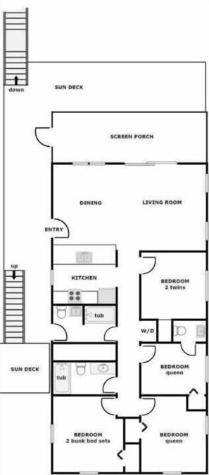 Floor plan - Peaceful Cottage a spacious 4-bedroom getaway (Surf City)