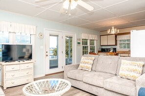 TV - Register - A cozy 2-Bedroom Duplex with Soundfront Views for 6 Guests (Surf City)