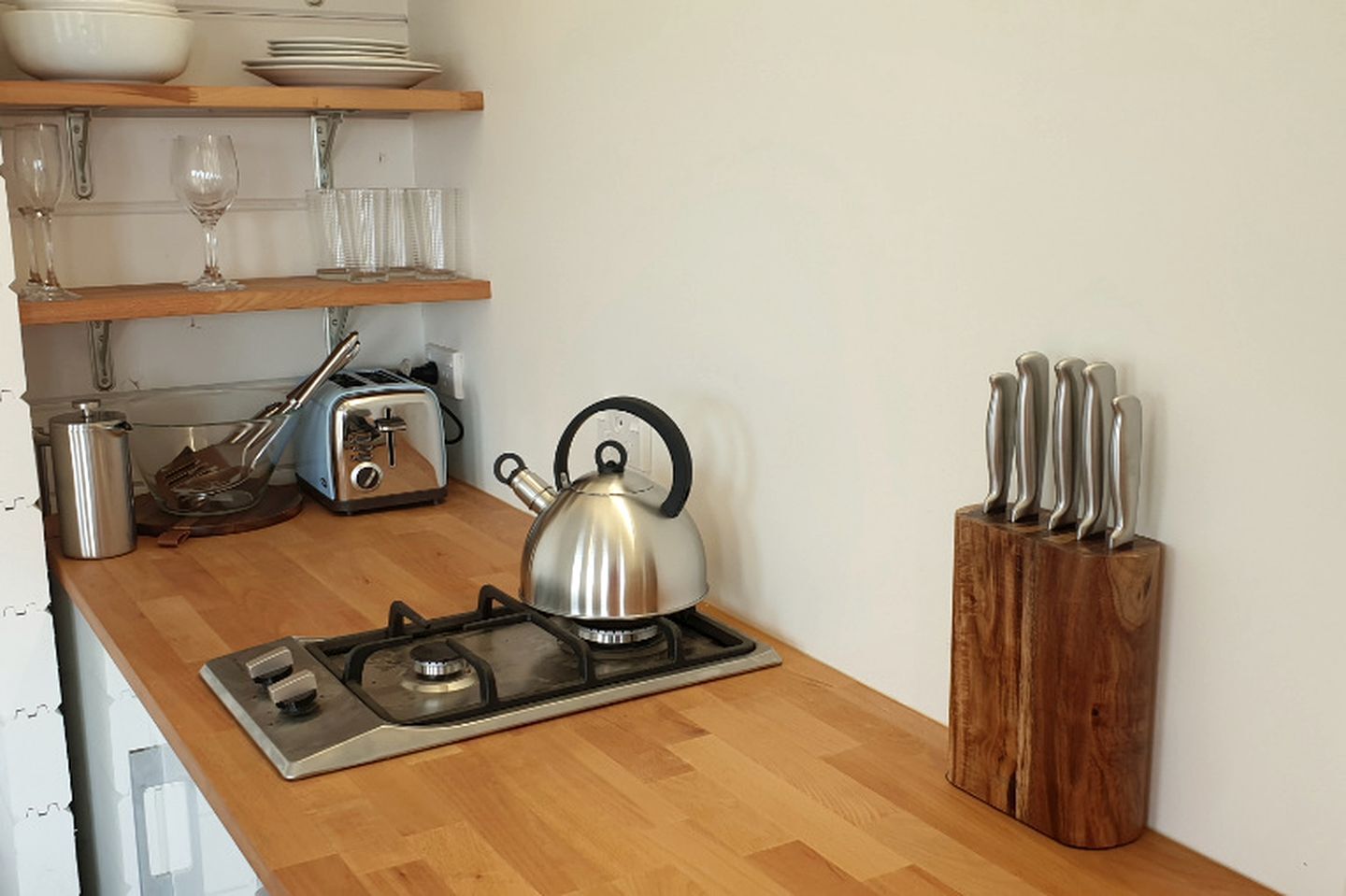 Fridge, stovetop, cookware/dishes/utensils