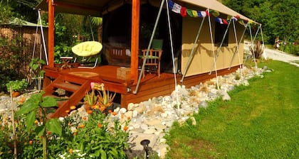 Glamping Tent on Permaculture Farm near Pohara Beach in Golden Bay, South Island