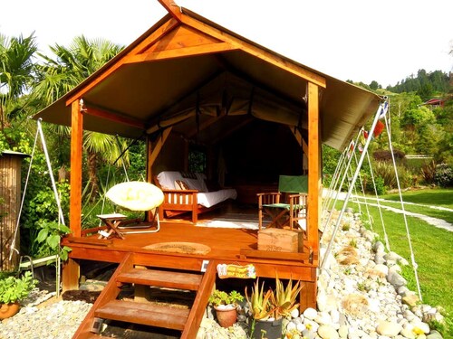 Glamping Tent on Permaculture Farm near Pohara Beach in Golden Bay, South Island