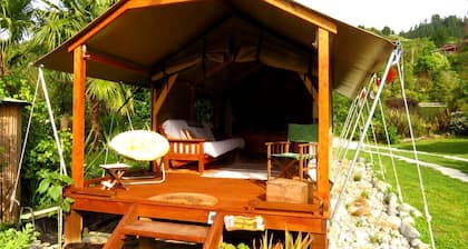 Glamping Tent on Permaculture Farm near Pohara Beach in Golden Bay, South Island