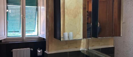 Douche, séchoir à cheveux, serviettes fournies