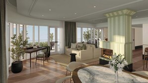 Suite (Sky) | Minibar, brankas, setrika/meja setrika, dan seprai linen