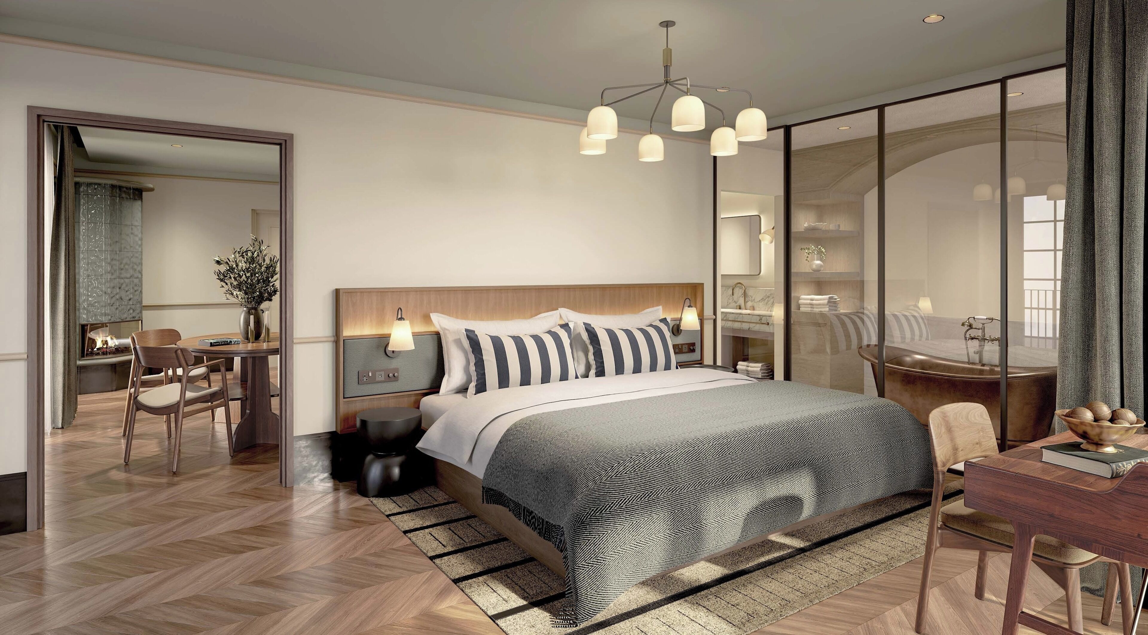 Minibar, brankas, setrika/meja setrika, dan seprai linen