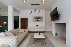 Family Villa, 5 Bedrooms, Private Pool, Courtyard View | Living area | 100-cm Smart TV with satellite channels, fireplace - Villa Demare with Private Heated Pool (Lovinac)