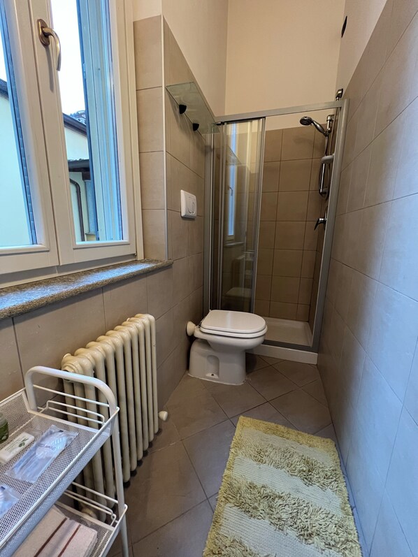 Shower, hair dryer, towels, soap - Cozy one-bedroom apartment with full kitchen (Piacenza)