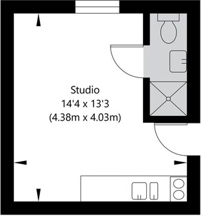 Floor plan - Top Floor Studio with view in Knightsbridge (London)