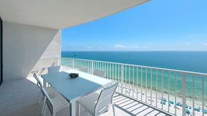 Outdoor dining - New Complex!  Beachfront 3BR Beauty! LAZY RIVER and WATER SLIDE!! (Gulf Shores)
