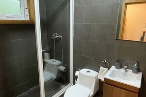 Douche, serviettes fournies, savon