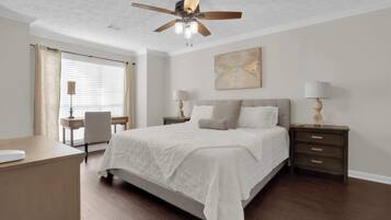 2 bedrooms, desk, iron/ironing board, travel cot
