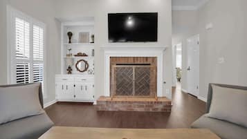 TV, fireplace, offices