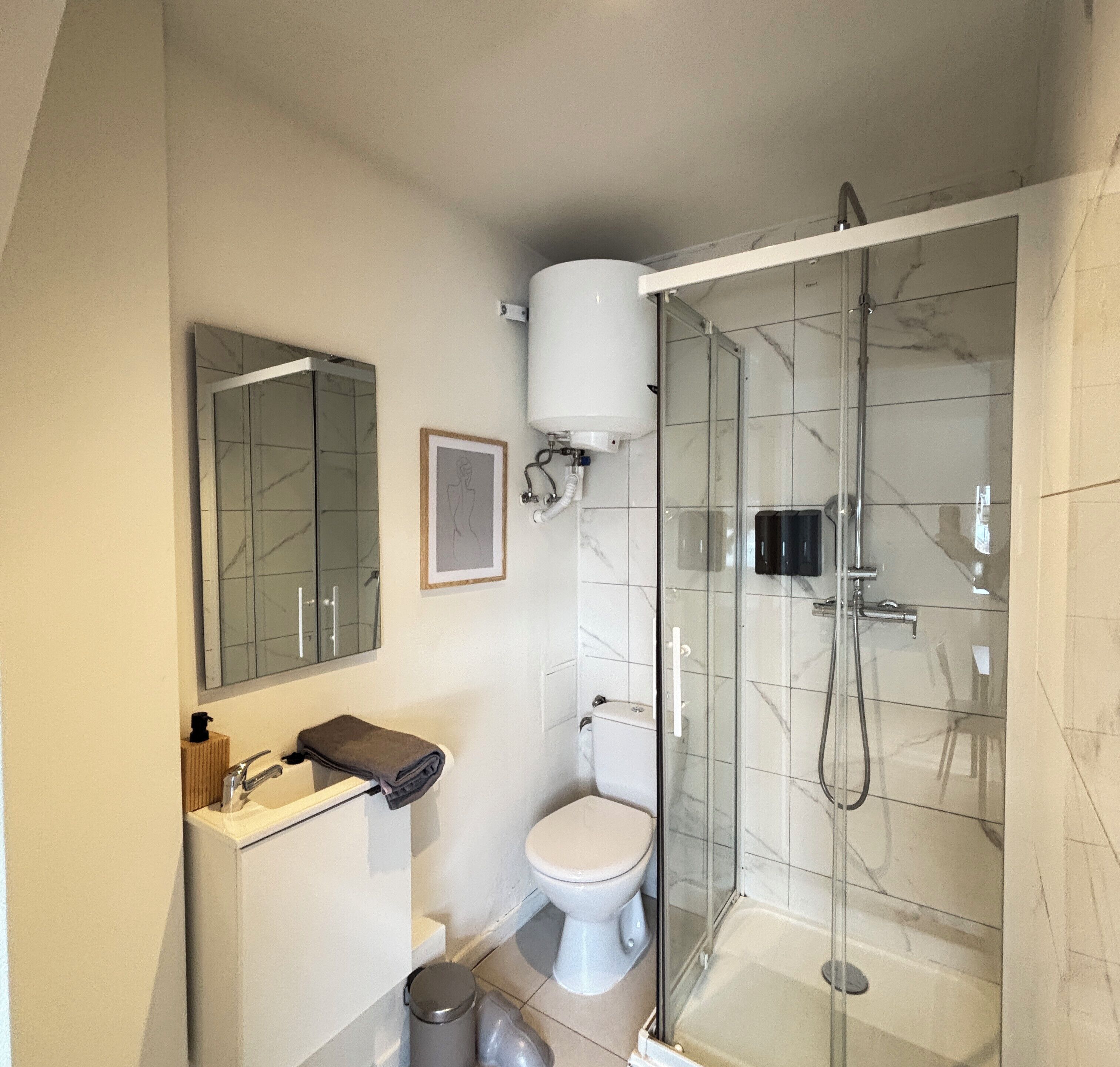 Hair dryer, towels