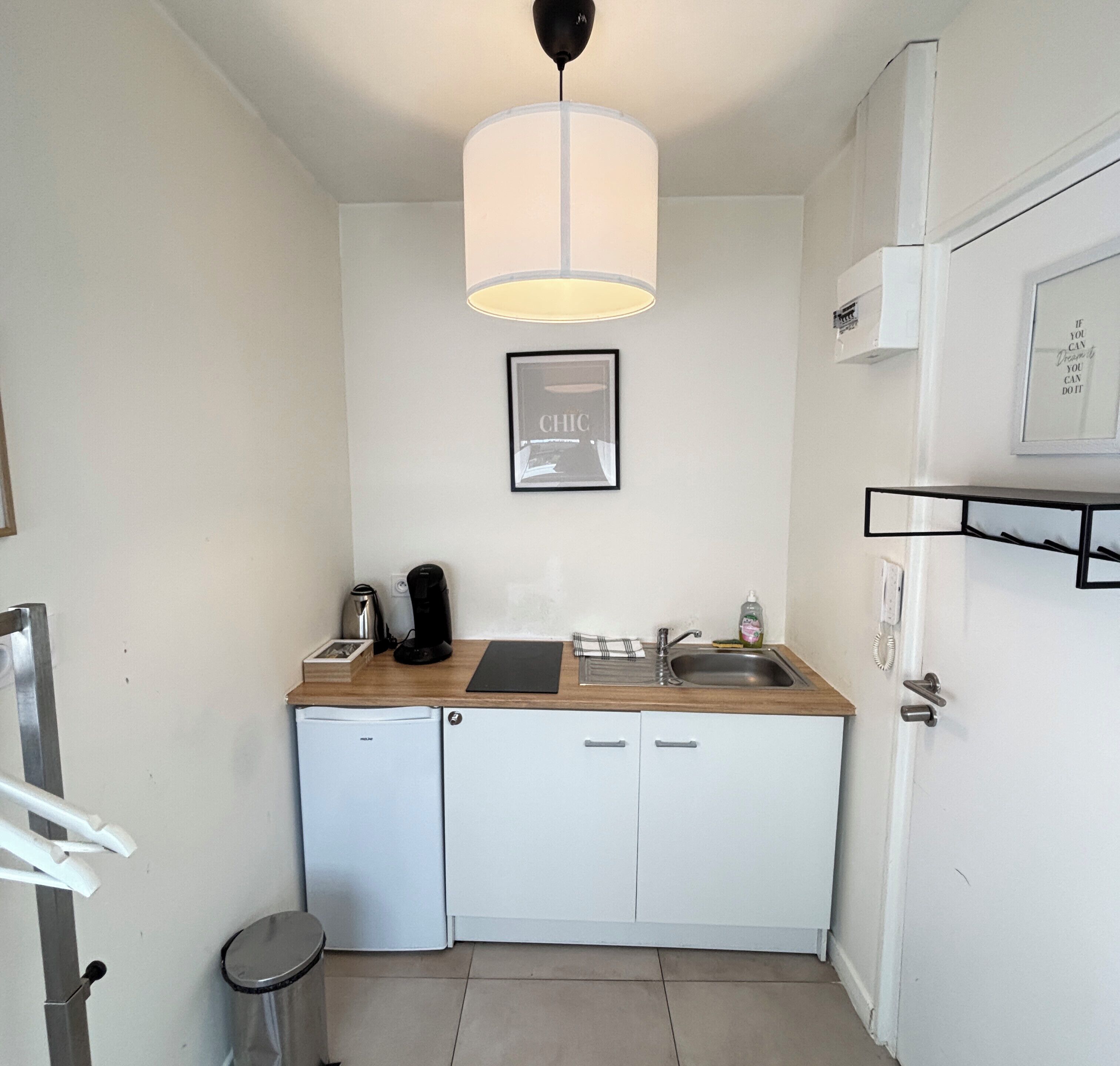 Fridge, microwave, coffee/tea maker