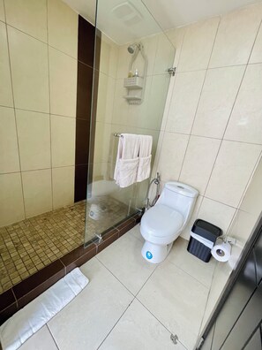 Shower, hair dryer, towels, soap - Penthouse High Floor With River View, Puerto Santa Ana (Vista Hermosa) (Guayaquil)