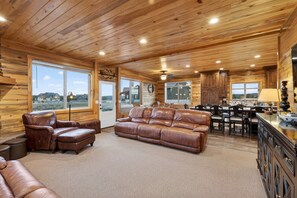 TV, fireplace, table football - Timberline Lodge | Sleeps 20, Hot Tub, Games, Fire Pit, Yellowstone! (Island Park)