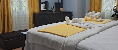 4 bedrooms, iron/ironing board, travel cot, free WiFi