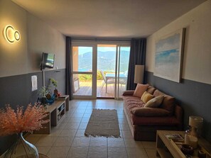 TV, books - Bel Appartement climatisé vue imprenable sur la mer, terrasse, wifi (Serra-di-Ferro)